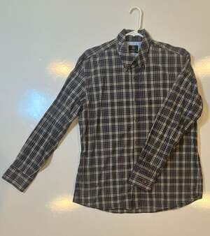 Saltaire Men's Plaid Button-Down Long Sleeve Shirt, Extra Large